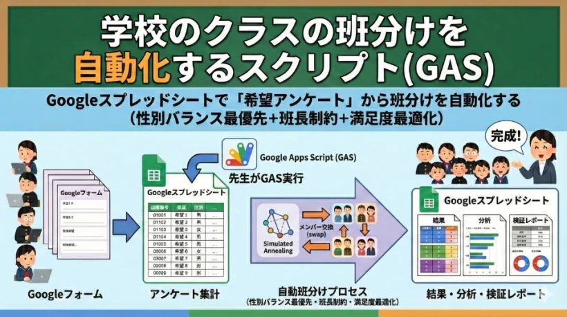 学校のクラスの班分けを自動化するスクリプト(GAS)